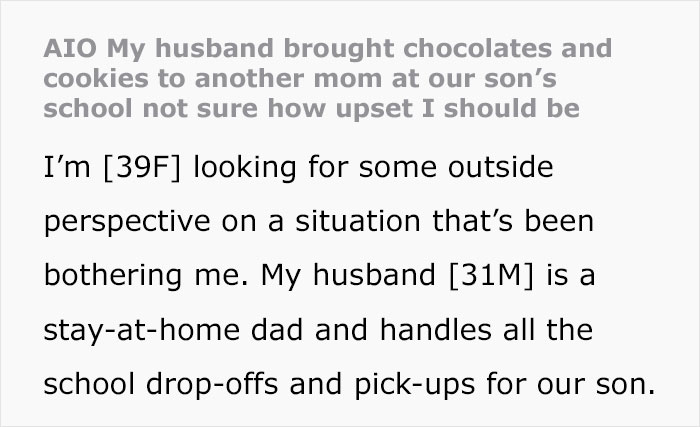 Wife confused as flirty dad drops off sweets to another mom at school, raising questions about red flags in relationships. Wife confused as flirty dad drops off sweets to another mom at school, raising questions about red flags in relationships.