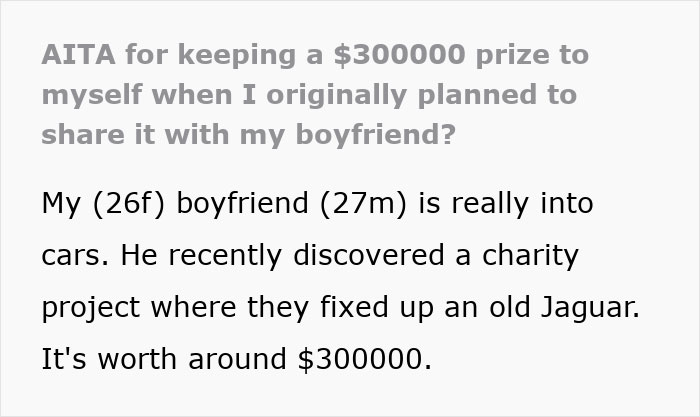Guy Thinks GF Of 2 Months Will Split A $300k Prize With Him, Gets A Harsh Reality Check