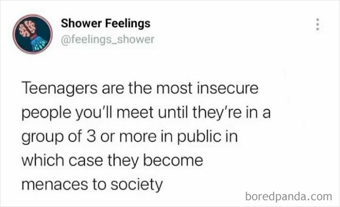 Screenshot of a Shower Feelings tweet sharing a humorous thought to occupy your brain while showering.