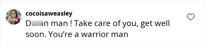 Comment from a fan expressing support and well wishes for the Harry Potter star who played Viktor Krum.