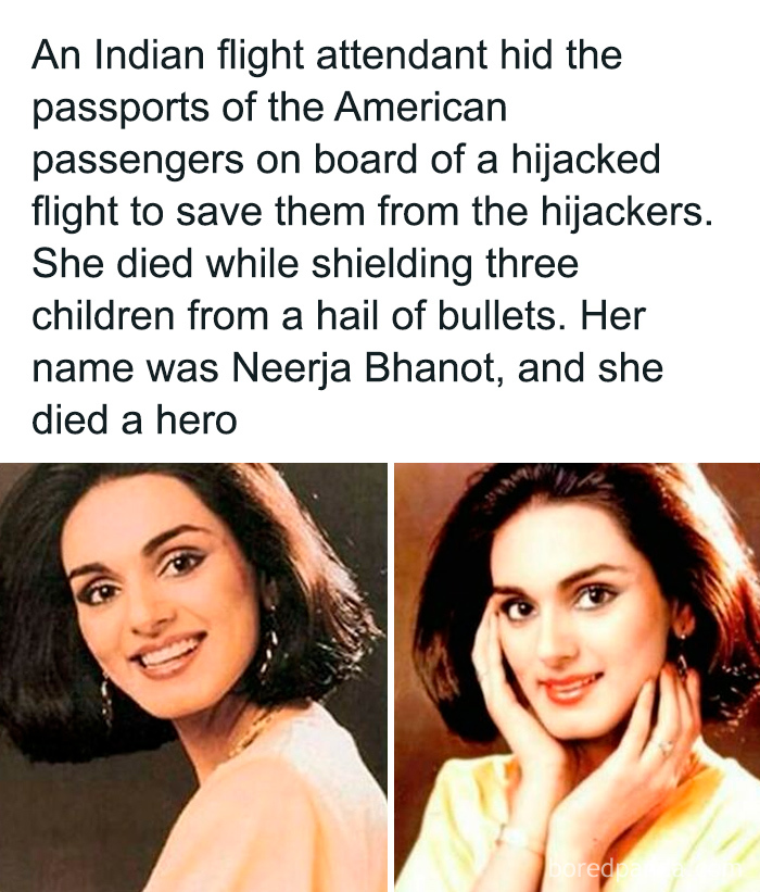Indian flight attendant Neerja Bhanot heroically protected passengers during a hijacking in this amazing secret facts picture.