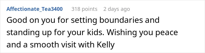 Comment expressing support for setting boundaries and standing up for kids amid wedding drama involving a bully brother.