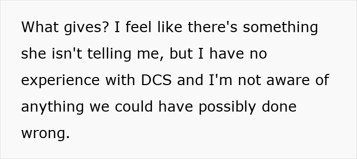 Text message expressing confusion and concern about a caseworker possibly preventing a pregnant lady from taking her baby home.