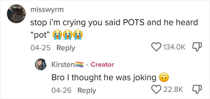 Screenshot of social media comments discussing a woman with POTS and misconceptions about her disability while using a car