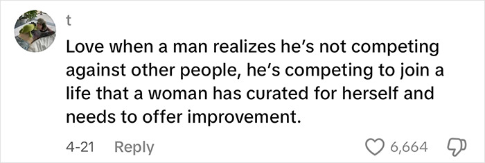 Comment highlighting a man's accurate take on why women love being alone, emphasizing personal growth and self-curation.