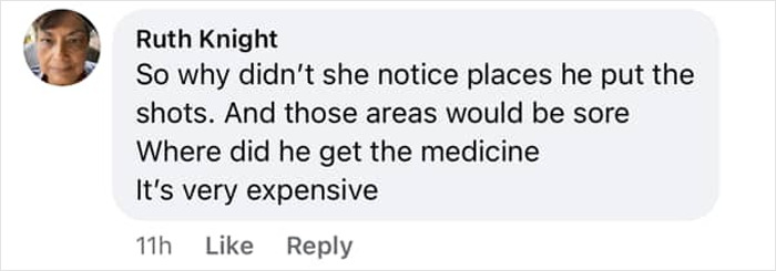 Screenshot of social media comment questioning how woman didn’t notice boyfriend injecting her with Ozempic while she slept. Screenshot of social media comment questioning how woman didn’t notice boyfriend injecting her with Ozempic while she slept.