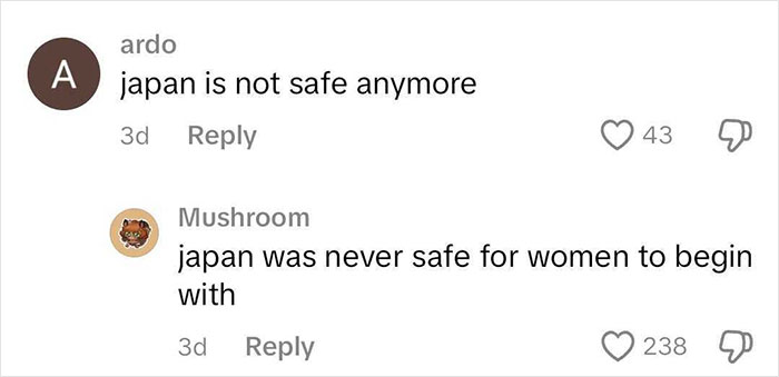 Alt text: Online comments discussing safety concerns for women, related to phrogging incidents involving solo travelers.