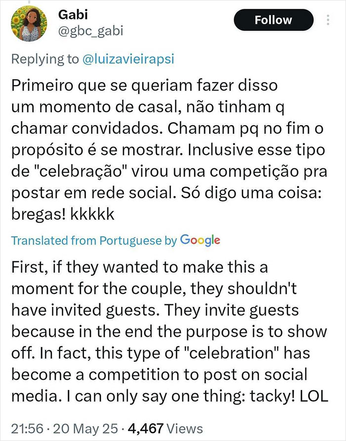 Tweet about a heated debate on a man's behavior during a baby's gender reveal celebration with family and wife.