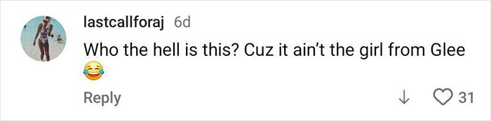 Comment on social media questioning identity of a woman, joking it isn't the former Glee star Dianna Agron.