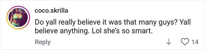 Screenshot of social media comment questioning the claim about Annie Knight hospitalized after sleeping with 583 men. Screenshot of social media comment questioning the claim about Annie Knight hospitalized after sleeping with 583 men.