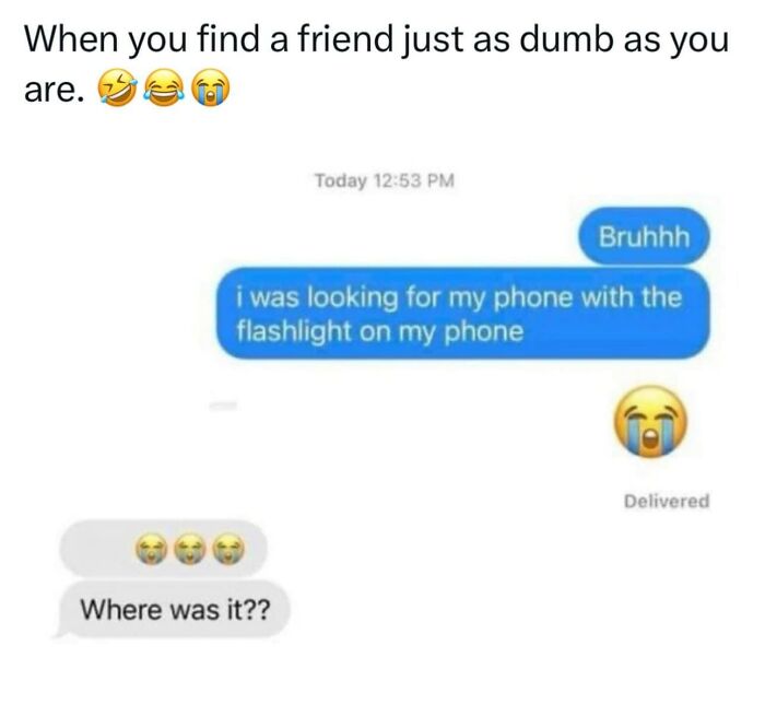 Text message meme about finding a friend as dumb, highlighting sarcasm and humor in casual conversation.
