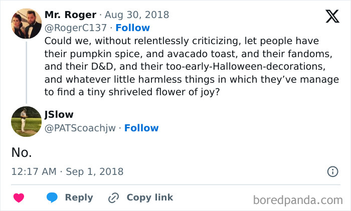 Screenshot of a funny Twitter exchange showing hilariously random posts to brighten your day with humorous replies.