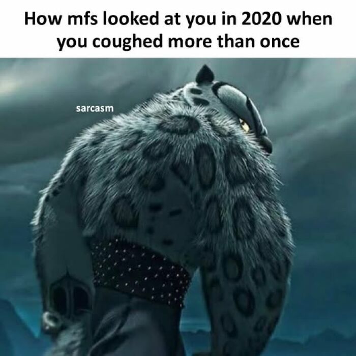 Hilarious meme showing a character looking suspiciously, highlighting social reactions during 2020 pandemic times.