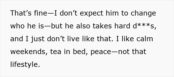 Text showing a woman expressing frustration about a guy who won&rsquo;t quit bad habits and their clashing lifestyles.