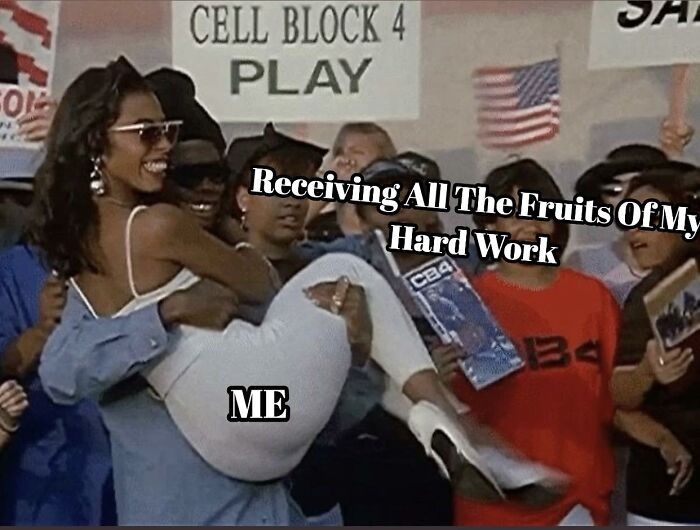 Group of people celebrating with a woman being lifted up, representing cute and wholesome posts shared by girlies.