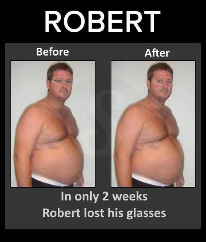 Before and after photos of Robert humorously used in memes about speaking fluent sarcasm and not taking life seriously.