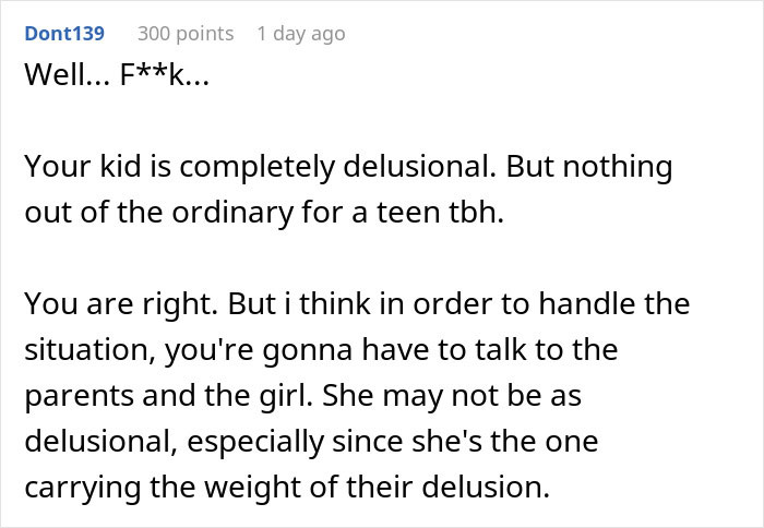 Screenshot of a forum comment discussing a teen son who may have purposely gotten his girlfriend pregnant.