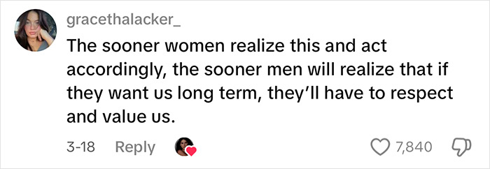 Screenshot of a social media comment praising a woman urging others not to get married right now in a viral post.