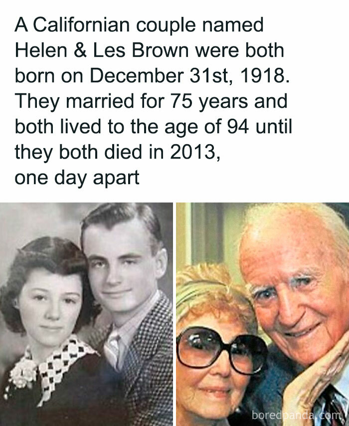 A Californian couple who lived to 94 and died one day apart, an example of disturbing and unsettling events that happened.