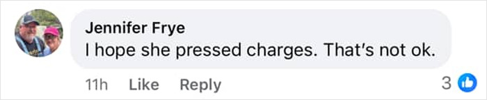 Screenshot of a social media comment by Jennifer Frye expressing hope that charges were pressed after Ozempic injection claim. Screenshot of a social media comment by Jennifer Frye expressing hope that charges were pressed after Ozempic injection claim.