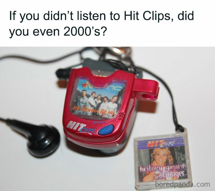 Red Hit Clips music player with Backstreet Boys and Britney Spears cartridges, nostalgic 2000s music accessory unlocking memories.