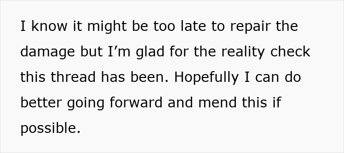 Text discussing regret and hope for mending family relationships after a divide over boyfriends not counting as family. Text discussing regret and hope for mending family relationships after a divide over boyfriends not counting as family.