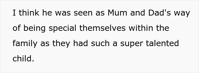 Text showing a family discussing a super talented child and their unique way of being special within the family.