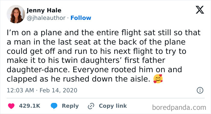 Tweet showing a story about a man rushing to his twin daughters' father-daughter dance, linked to outrageous lies people tried to pass off as real.