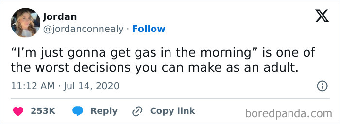 Tweet about the human experience, highlighting a common adult mistake with humor in relatable meme content.