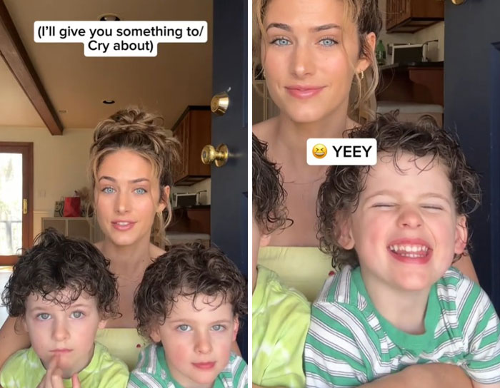 Woman with two children completing toxic parenting sentences, highlighting healing responses in a home setting.