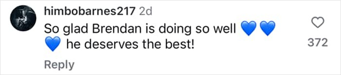 Comment praising Brendan Fraser's slimmed down physique and expressing support and well wishes for him.