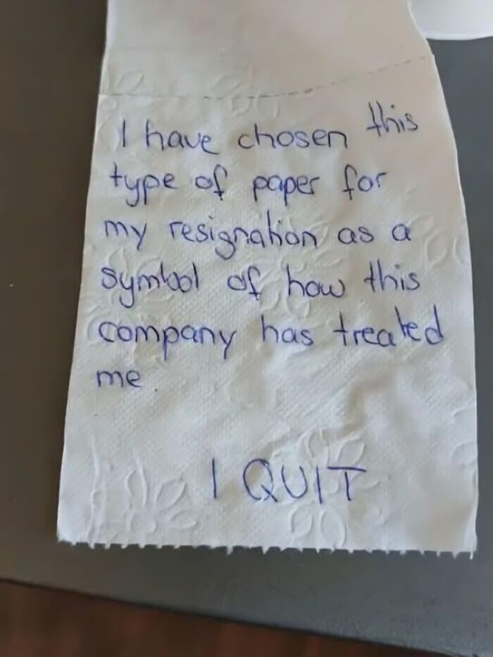 Handwritten resignation note on a paper napkin symbolizing frustration, relating to vegan memes balancing offense and humor.