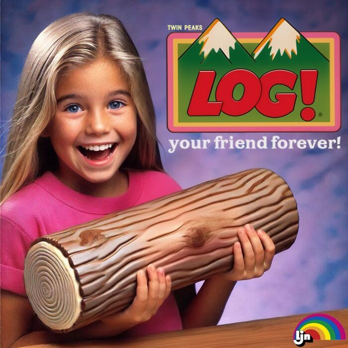 Young girl holding a whimsical log toy, illustrating dark toys never meant for kids in a playful setting.