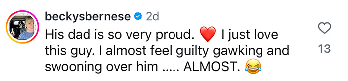 Screenshot of Instagram comment discussing Robert Irving’s family reaction to his underwear shoot that nearly broke the internet. Screenshot of Instagram comment discussing Robert Irving’s family reaction to his underwear shoot that nearly broke the internet.