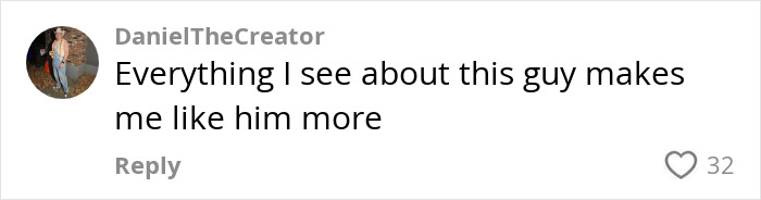 User comment on social media expressing admiration for a man, related to the Pope's menacing message going viral.