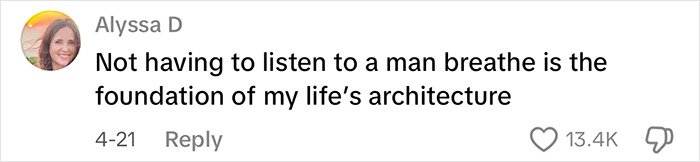 Comment from Alyssa D on why women love being alone, highlighting independence and personal space with 13.4K likes.