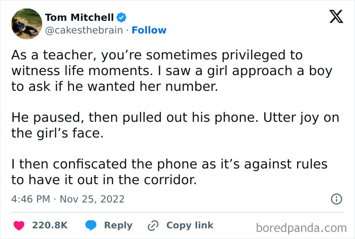 Tweet about a teacher’s funny life moment with students, one of the hilariously random posts to brighten your day.