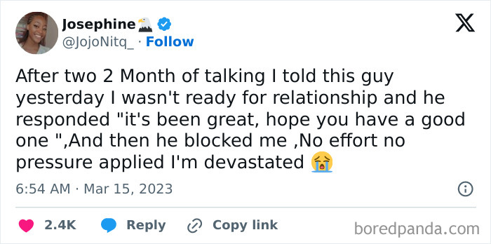 Twitter post from a woman sharing a relationship story, illustrating examples of women being called out for being jerks online.