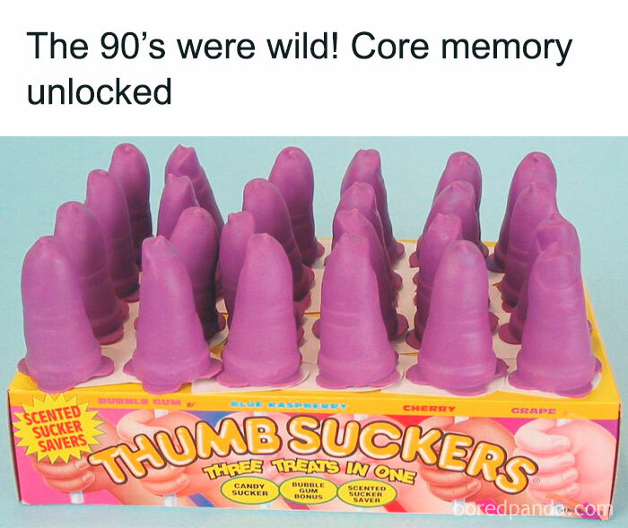 Purple thumb suckers candy from the 90s evoking nostalgic memories and childhood treats on display.