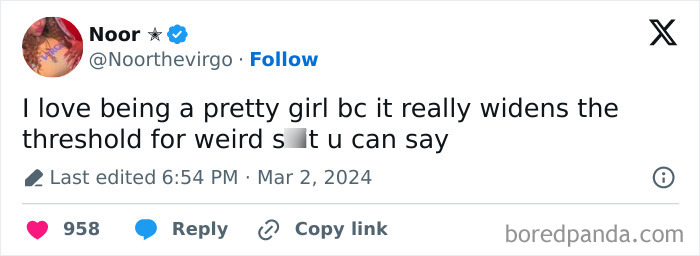 Screenshot of a humorous tweet about being a pretty girl, featured in a collection of funny pics for mental breakdown relief.