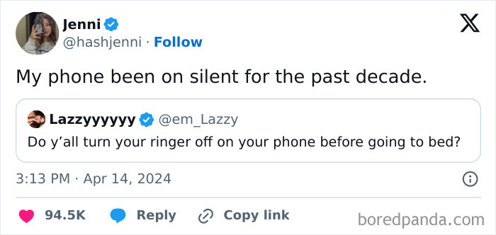 Screenshot of a funny meme about phones being on silent, highlighting relatable humor in random memes to make you giggle.