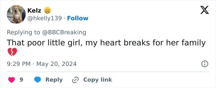 Tweet expressing sympathy for family after babysitter gave fatal Benadryl dose to 7-month-old baby.