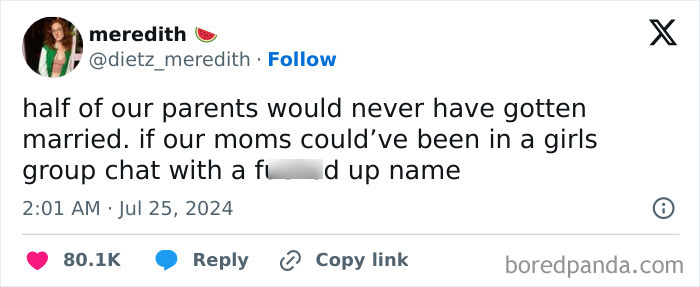 Tweet about parents and moms in relatable group chats, reflecting common shower feels and personal insights.