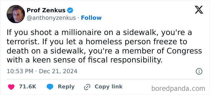 Tweet expressing frustration with the current political situation and fiscal responsibility, shared on social media platform.