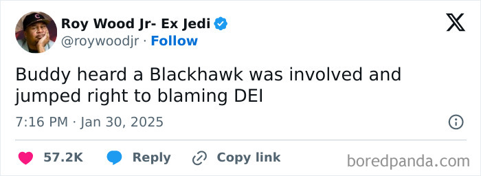 User tweet expressing frustration about the current political situation and online reactions, with 57.2K likes.