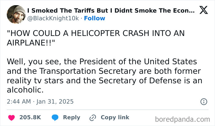 Tweet showing a critical opinion about the current political situation with strong online reactions from people.