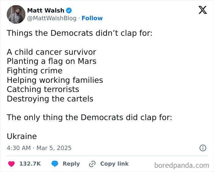 Screenshot of a political tweet expressing frustration with current political situation and Democrats' priorities online.