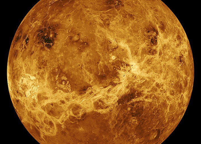 Close-up image of Venus showing detailed surface features and textures for surprisingly entertaining facts shared online.