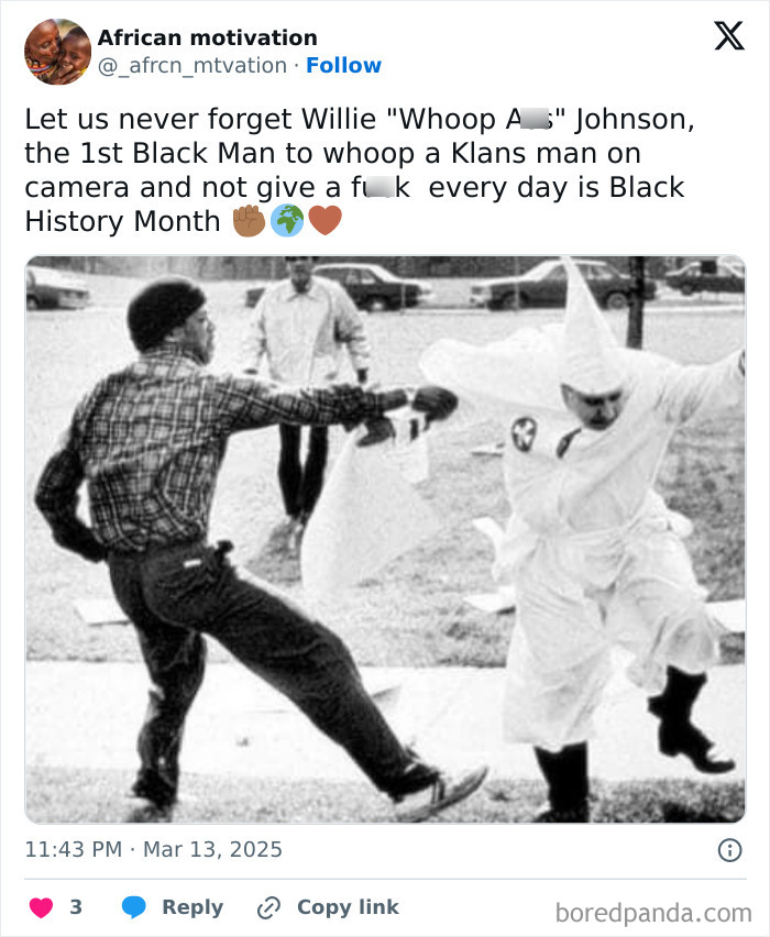 Black man forcefully confronting a K**********n member in a historic moment of chaotic good intent.