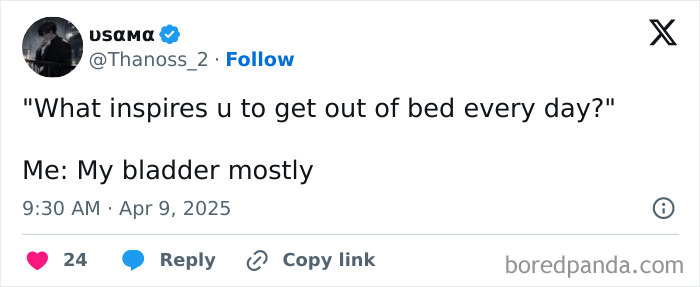 Text meme with sarcasm about motivation to get out of bed every day, featured in relatable memes collection.